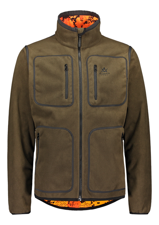 Elk Hunter Men's Reversible Waterproof Fleece Jacket, Moss Brown/Orange