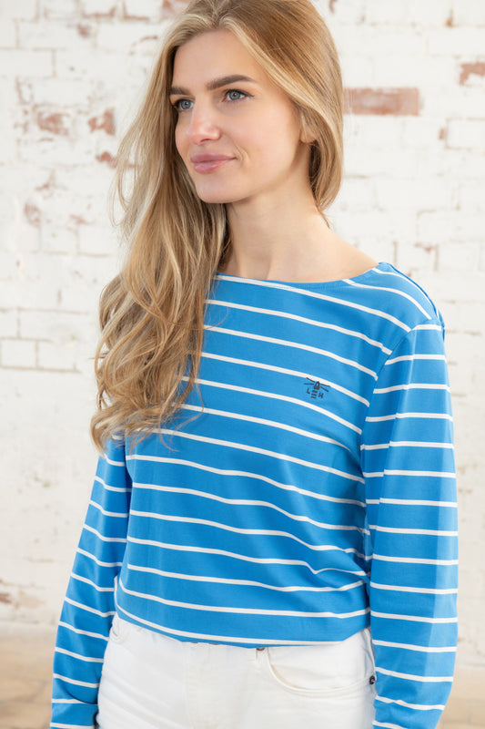 Ladies Causeway Long Sleeve Top - Azure Blue Stripe