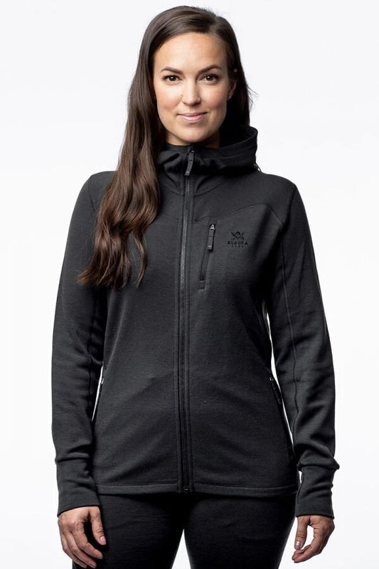 Merino Women's Zip Hoodie, Dark Grey